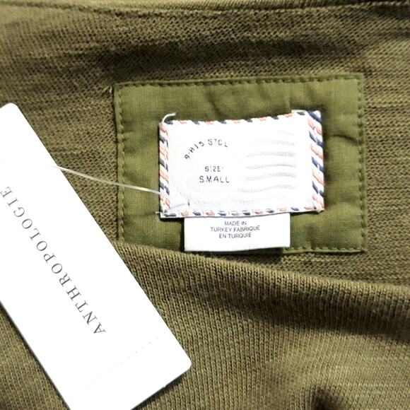 Anthropologie Postmark Off the Shoulder Ruffle Long Sleeve Green Top Boho Chic S - Picture 14 of 16